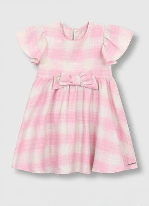 Carinhoso - Vestido Curto Rodado Acinturado Xadrez Rosa - CARINHOSO