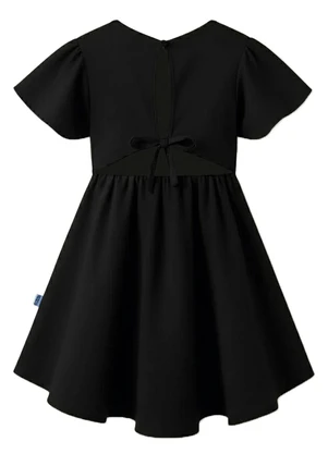 Malwee Kids - Vestido Curto Rodado Amarração Preto - MALWEE KIDS