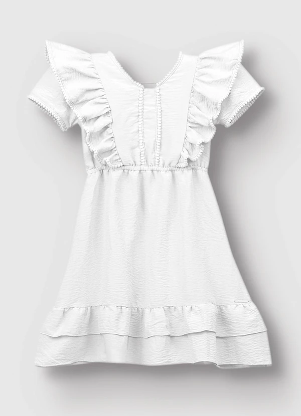 Carinhoso - Vestido Curto Rodado com Babado Branco 3