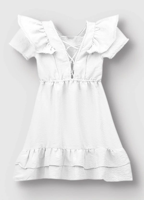 Carinhoso - Vestido Curto Rodado com Babado Branco 4