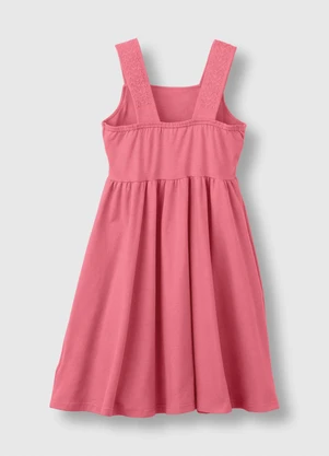 Carinhoso - Vestido Curto Rodado com Bordado Rosa - CARINHOSO