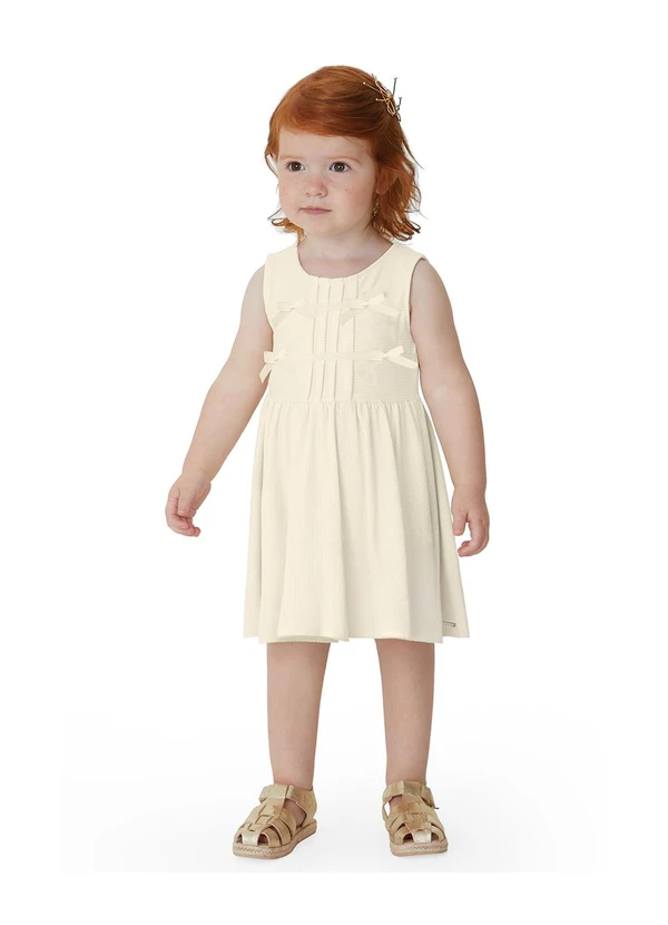 Carinhoso - Vestido Curto Rodado em Malha Texturizada Branco