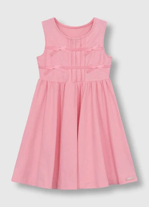 Carinhoso - Vestido Curto Rodado em Malha Texturizada Rosa - CARINHOSO