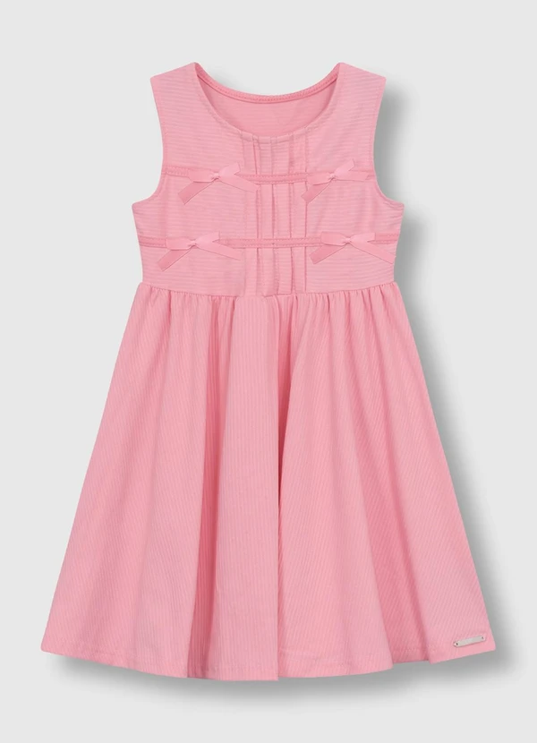 Carinhoso - Vestido Curto Rodado em Malha Texturizada Rosa