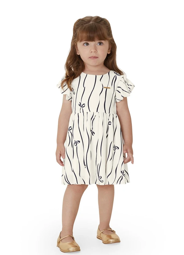 Carinhoso - Vestido Curto Rodado Laços Branco