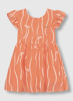 Carinhoso - Vestido Curto Rodado Laços Laranja - CARINHOSO