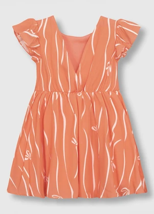 Carinhoso - Vestido Curto Rodado Laços Laranja - CARINHOSO