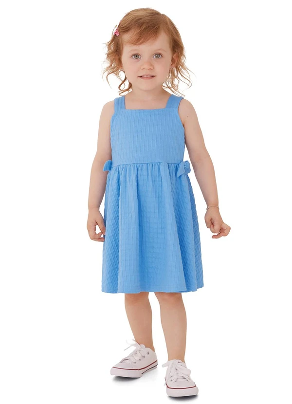 Malwee Kids - Vestido Curto Rodado Texturizado Azul
