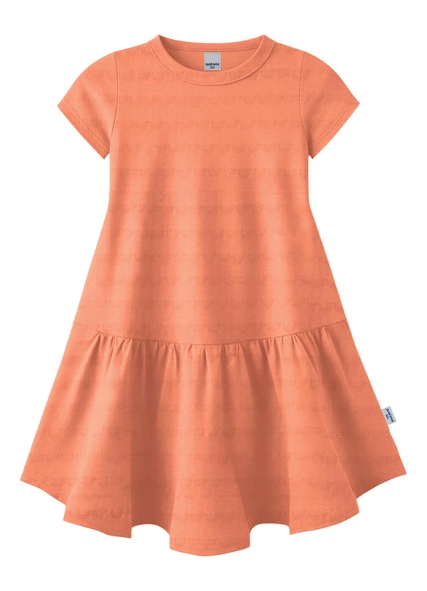 Malwee Kids - Vestido Curto Rodado Texturizado Laranja Pastel 1