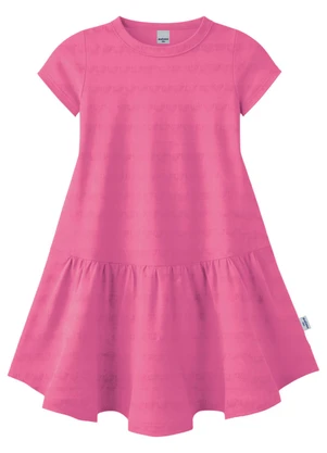Malwee Kids - Vestido Curto Rodado Texturizado Rosa Escuro - MALWEE KIDS
