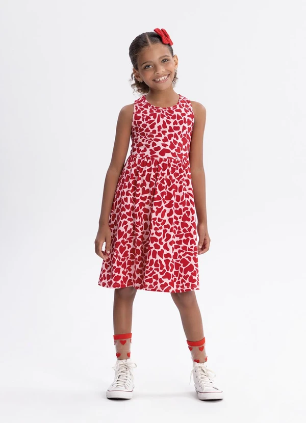 Alakazoo - Vestido Curto sem Mangas Penteada Rosa 1