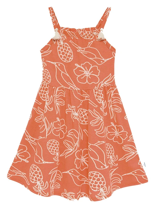 Malwee Kids - Vestido Curto Tropical Laranja