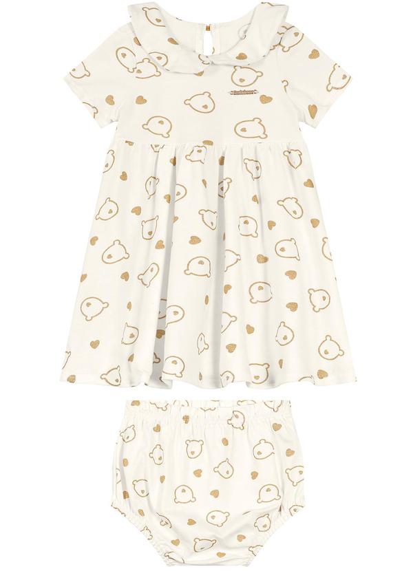 Carinhoso - Vestido Curto Ursinhos Godê Off White