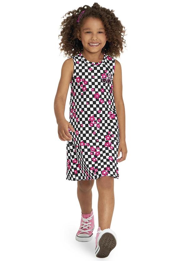 Marisol - Vestido Curto Xadrez Infantil Menina Preto