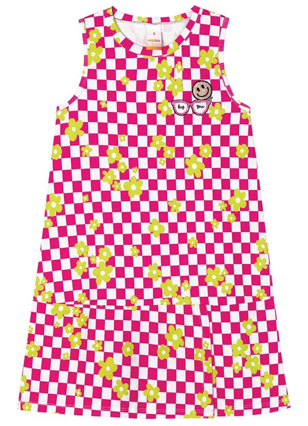 Marisol - Vestido Curto Xadrez Infantil Menina Rosa 1