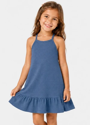 Select - Vestido de Alça Infantil em Malhão Fruit Azul - SELECT