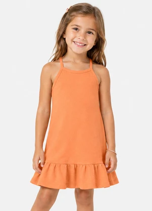 Select - Vestido de Alça Infantil em Malhão Fruit Laranja - SELECT