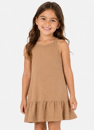Select - Vestido de Alça Infantil em Malhão Fruit Marrom - SELECT