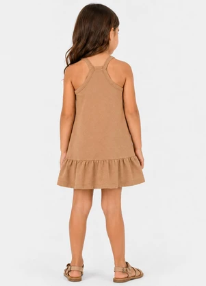 Select - Vestido de Alça Infantil em Malhão Fruit Marrom - SELECT