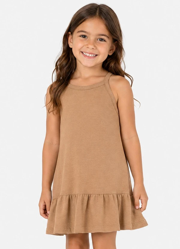 Select - Vestido de Alça Infantil em Malhão Fruit Marrom