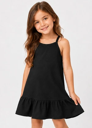 Select - Vestido de Alça Infantil em Malhão Fruit Preto - SELECT