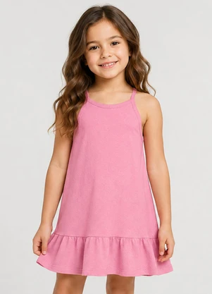 Select - Vestido de Alça Infantil em Malhão Fruit Rosa - SELECT