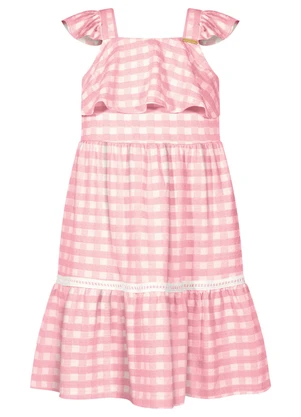 Alakazoo - Vestido de Alças com Babados Rosa - ALAKAZOO