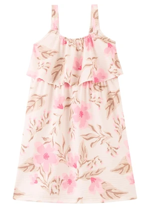 Marlan - Vestido de Alças Estampado Infantil Menina Bege - MARLAN