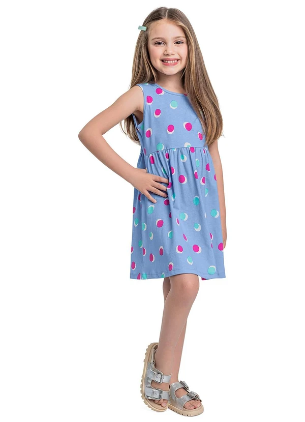 Bee Loop - Vestido de Bolinhas Infantil Azul