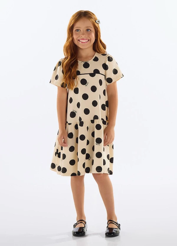 Quimby - Vestido de Bolinhas Infantil Preto