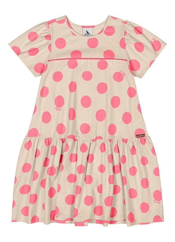 Quimby - Vestido de Bolinhas Infantil Rosa 2
