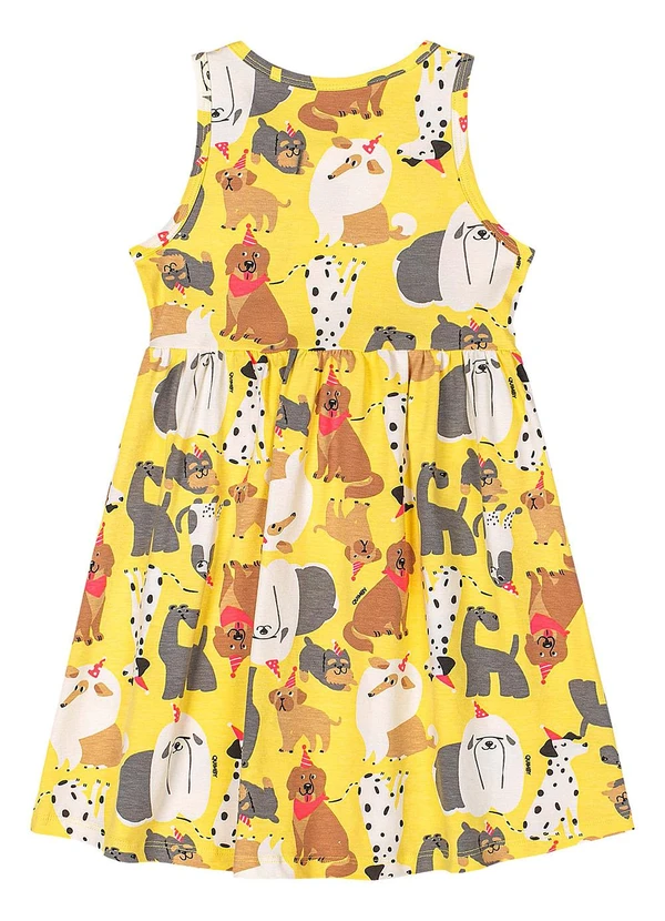Quimby - Vestido de Cachorrinhos Cotton Amarelo 3
