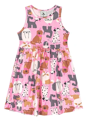 Quimby - Vestido de Cachorrinhos Cotton Rosa - QUIMBY