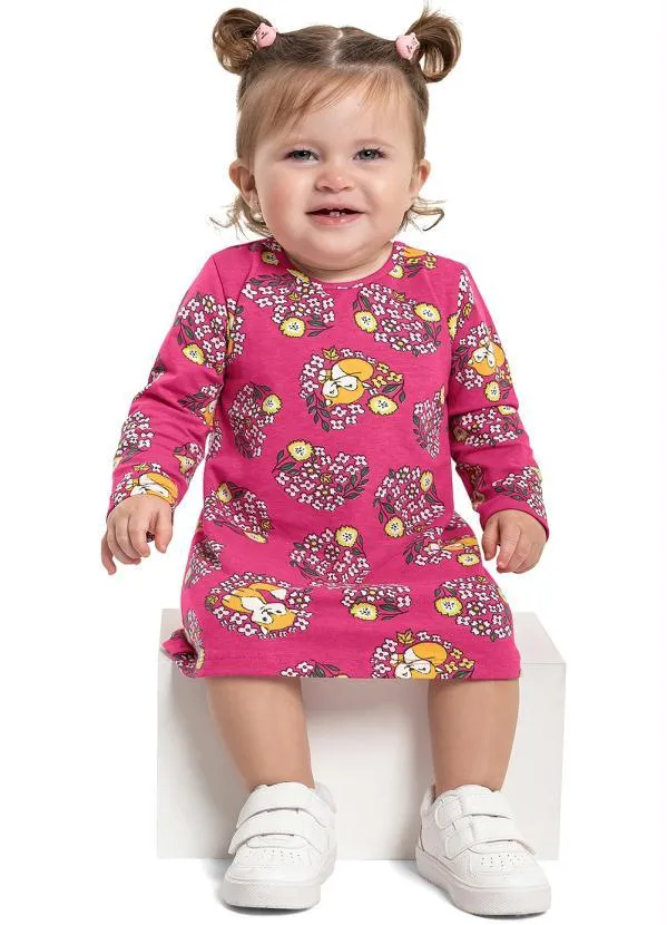 Bee Loop - Vestido de Inverno Bebê Rosa