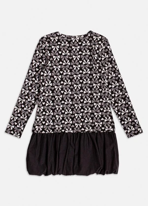 Momi - Vestido de Jacquard Balonê Preto - MOMI