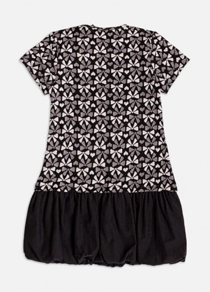 Momi - Vestido de Jacquard com Balonê Preto - MOMI