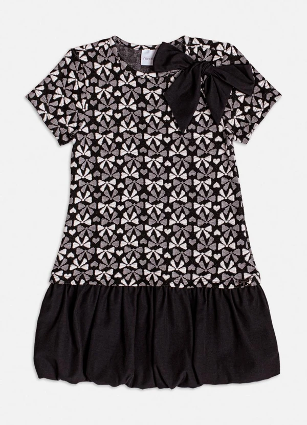 Momi - Vestido de Jacquard com Balonê Preto