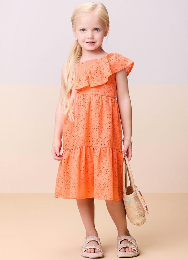 Momi - Vestido de Laise com Babado Laranja