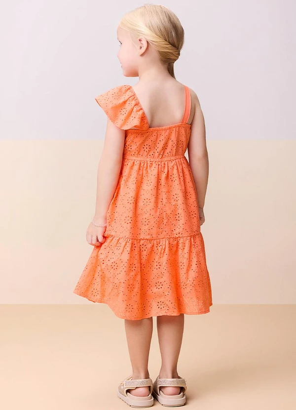 Momi - Vestido de Laise com Babado Laranja 2