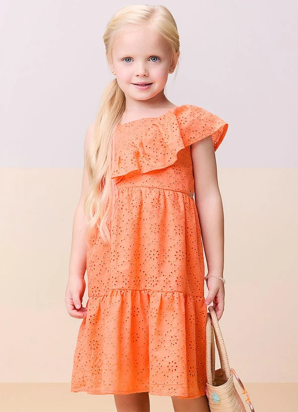 Momi - Vestido de Laise com Babado Laranja 3
