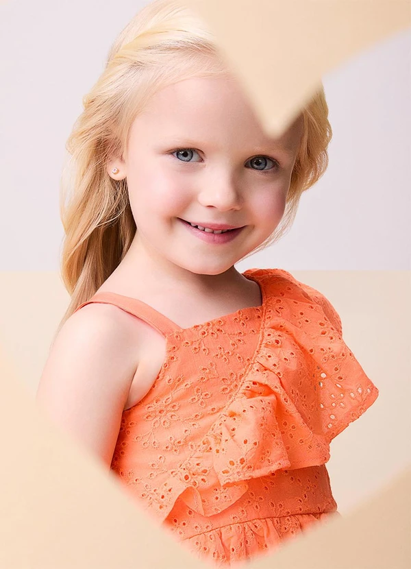 Momi - Vestido de Laise com Babado Laranja 4