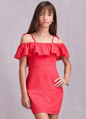 I Am - Vestido de Laise com Babado Vermelho - I AM