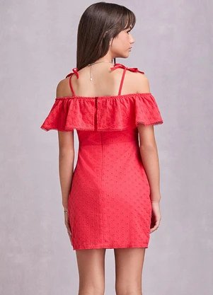 I Am - Vestido de Laise com Babado Vermelho - I AM