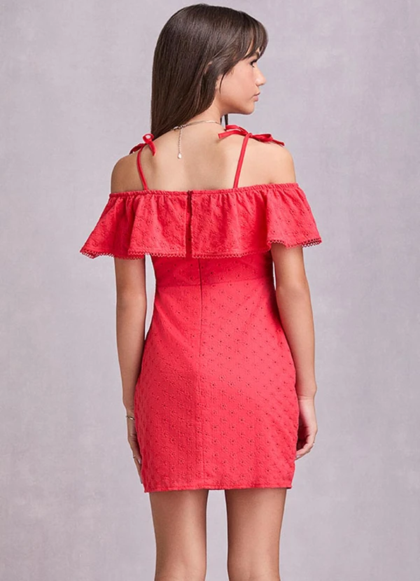 I Am - Vestido de Laise com Babado Vermelho 2