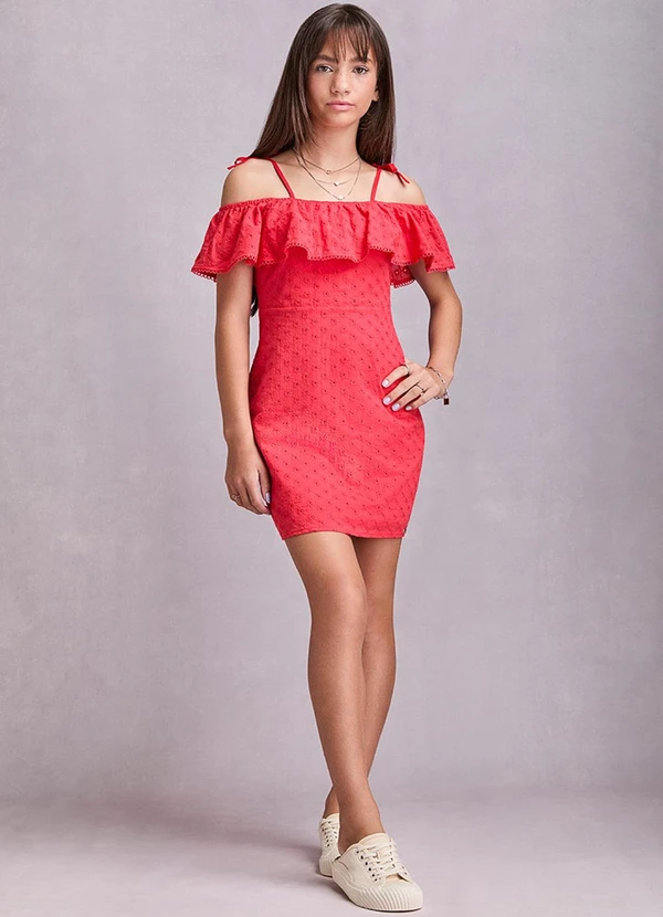 I Am - Vestido de Laise com Babado Vermelho 4