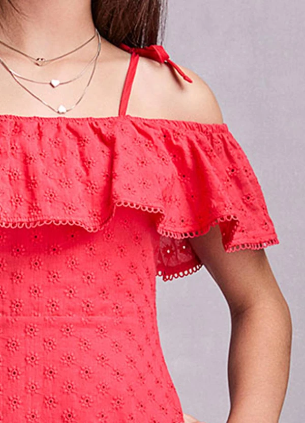 I Am - Vestido de Laise com Babado Vermelho 5