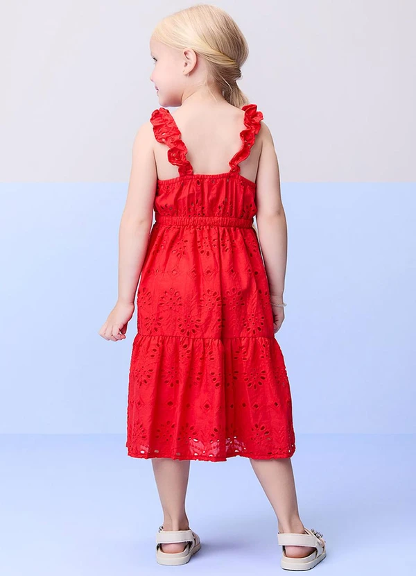 Momi - Vestido de Laise com Babados Vermelho 2
