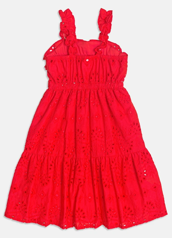 Momi - Vestido de Laise com Babados Vermelho 4