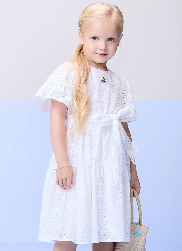 Momi - Vestido de Laise com Faixa Off White 3