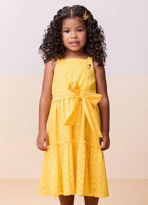 Momi - Vestido de Laise com Laço Amarelo - MOMI